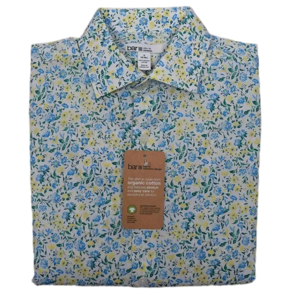 Bar lll Mens Organic Floral Button-Down Shirt - Picture 3 of 4